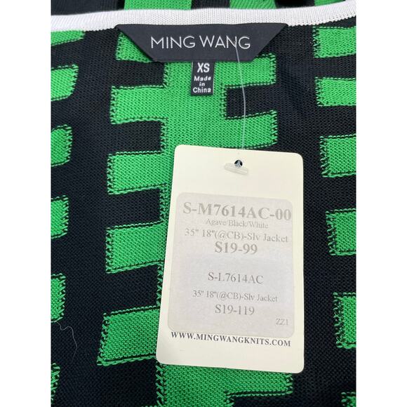 Ming Wang Long Line Vest XS Kelly Green Black Checked Knit Officecore Twee NWT - Picture 6 of 7